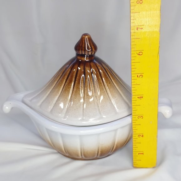 Vintage Haeger Pottery Soup Gravy Tureen Lidded Candy Nut Dish Handles Brown - Picture 11 of 11